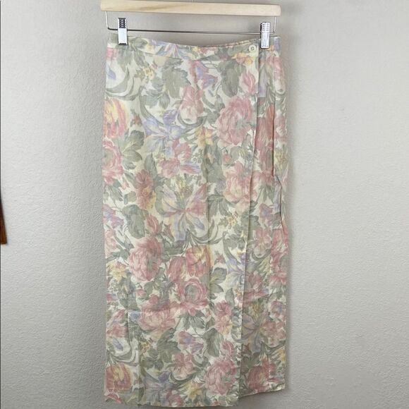 Vintage Jones New York 100% Linen Floral Pastel Skirt size 8P - Picture 1 of 7